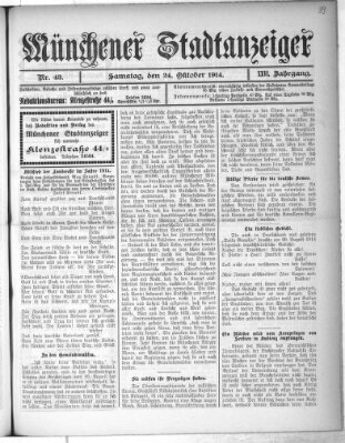 Münchener Stadtanzeiger (Münchener Ratsch-Kathl) Samstag 24. Oktober 1914