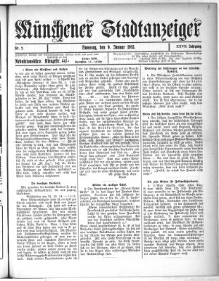 Münchener Stadtanzeiger (Münchener Ratsch-Kathl) Samstag 9. Januar 1915
