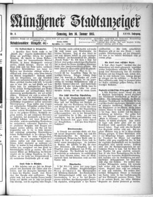 Münchener Stadtanzeiger (Münchener Ratsch-Kathl) Samstag 16. Januar 1915