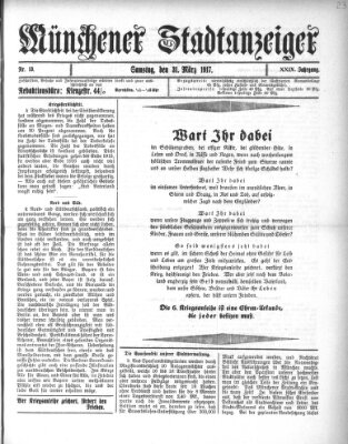 Münchener Stadtanzeiger (Münchener Ratsch-Kathl) Samstag 31. März 1917