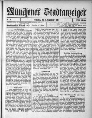 Münchener Stadtanzeiger (Münchener Ratsch-Kathl) Samstag 8. September 1917