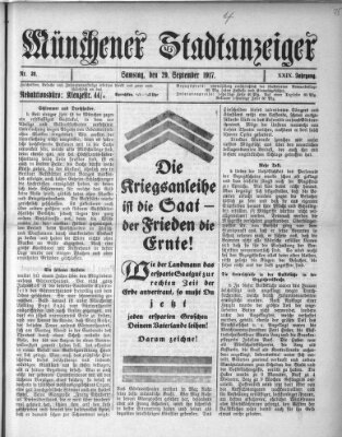 Münchener Stadtanzeiger (Münchener Ratsch-Kathl) Samstag 29. September 1917
