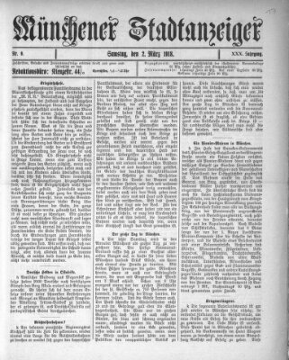 Münchener Stadtanzeiger (Münchener Ratsch-Kathl) Samstag 2. März 1918