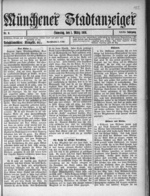 Münchener Stadtanzeiger (Münchener Ratsch-Kathl) Samstag 1. März 1919