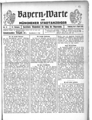 Bayern-Warte und Münchener Stadtanzeiger (Münchener Ratsch-Kathl) Samstag 9. April 1921