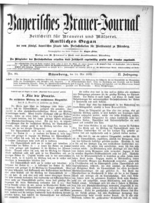 Bayerisches Brauer-Journal Samstag 14. Mai 1892