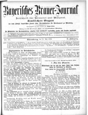 Bayerisches Brauer-Journal Samstag 21. Mai 1892