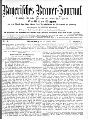 Bayerisches Brauer-Journal Samstag 18. Februar 1893