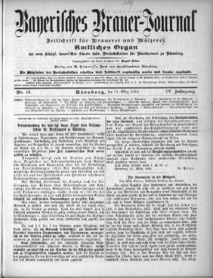 Bayerisches Brauer-Journal Samstag 31. März 1894