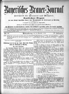 Bayerisches Brauer-Journal Samstag 22. September 1894