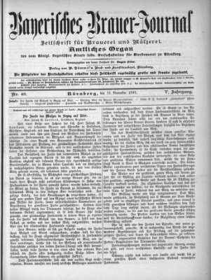 Bayerisches Brauer-Journal Samstag 16. November 1895