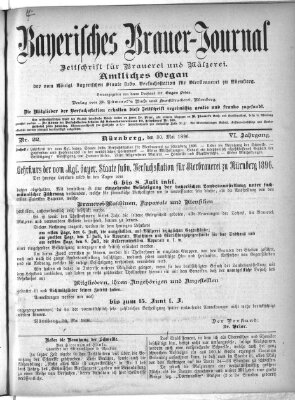 Bayerisches Brauer-Journal Samstag 30. Mai 1896