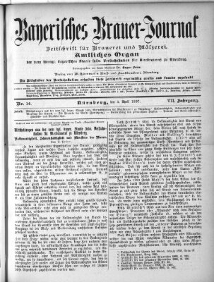 Bayerisches Brauer-Journal Samstag 3. April 1897