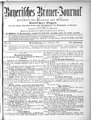 Bayerisches Brauer-Journal Samstag 4. September 1897