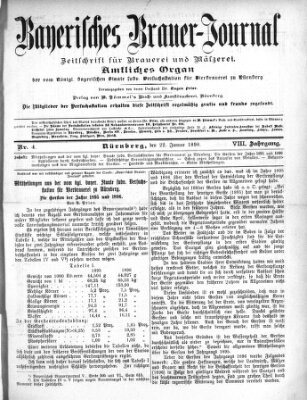 Bayerisches Brauer-Journal Samstag 22. Januar 1898