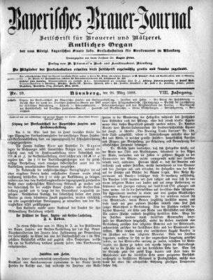 Bayerisches Brauer-Journal Samstag 26. März 1898