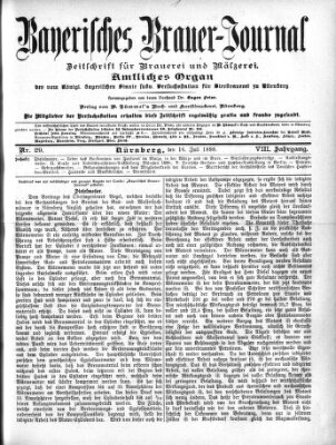 Bayerisches Brauer-Journal Samstag 16. Juli 1898