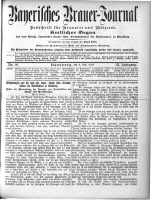 Bayerisches Brauer-Journal Samstag 6. Mai 1899