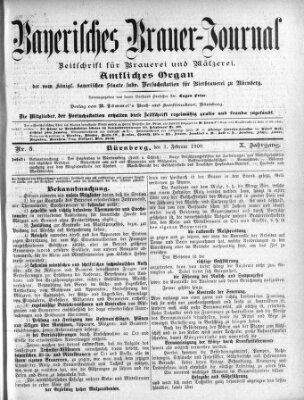 Bayerisches Brauer-Journal Samstag 3. Februar 1900