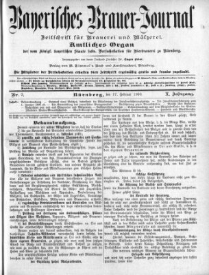 Bayerisches Brauer-Journal Samstag 17. Februar 1900