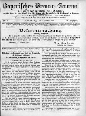 Bayerisches Brauer-Journal Samstag 15. Februar 1902