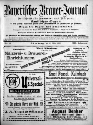 Bayerisches Brauer-Journal Samstag 21. März 1903