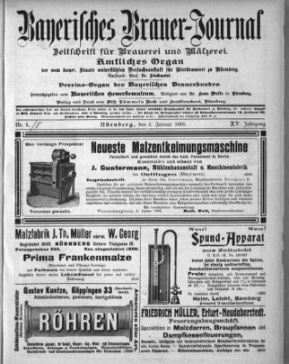 Bayerisches Brauer-Journal Montag 2. Januar 1905
