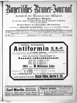 Bayerisches Brauer-Journal Montag 6. November 1905