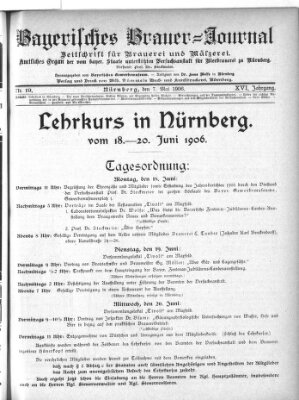 Bayerisches Brauer-Journal Montag 7. Mai 1906