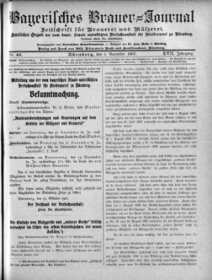 Bayerisches Brauer-Journal Montag 4. November 1907