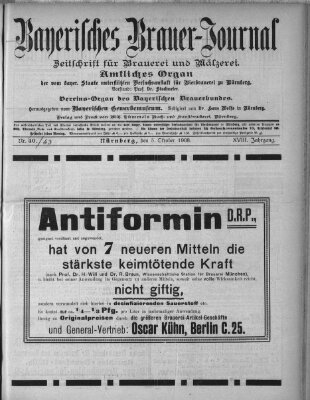 Bayerisches Brauer-Journal Montag 5. Oktober 1908