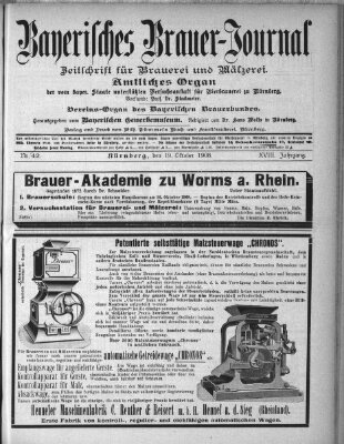 Bayerisches Brauer-Journal Montag 19. Oktober 1908