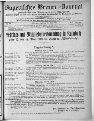 Bayerisches Brauer-Journal Montag 10. Mai 1909