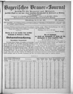 Bayerisches Brauer-Journal Montag 26. Juli 1909