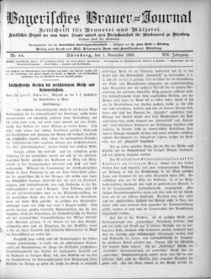 Bayerisches Brauer-Journal Montag 1. November 1909