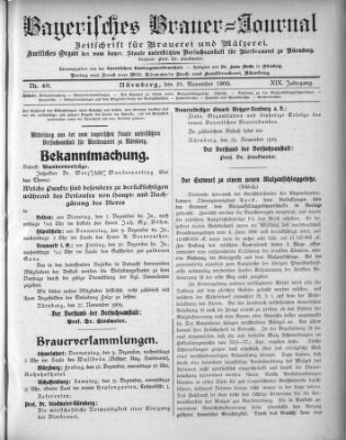 Bayerisches Brauer-Journal Montag 29. November 1909