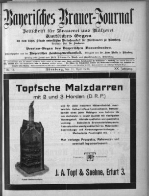 Bayerisches Brauer-Journal Montag 11. April 1910