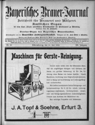 Bayerisches Brauer-Journal Montag 11. Juli 1910