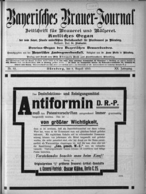 Bayerisches Brauer-Journal Montag 8. August 1910