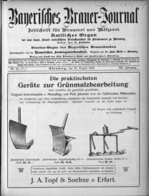 Bayerisches Brauer-Journal Montag 29. August 1910