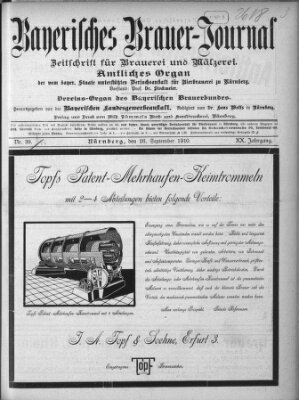Bayerisches Brauer-Journal Montag 26. September 1910