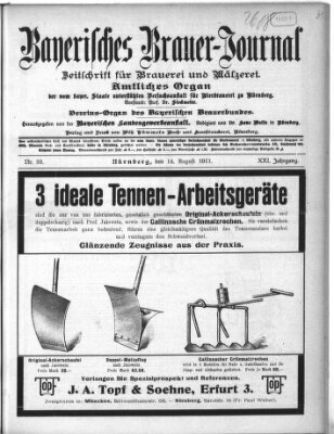 Bayerisches Brauer-Journal Montag 14. August 1911