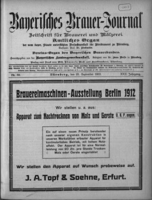 Bayerisches Brauer-Journal Montag 23. September 1912