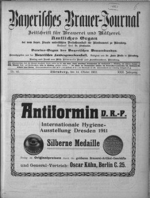 Bayerisches Brauer-Journal Montag 14. Oktober 1912