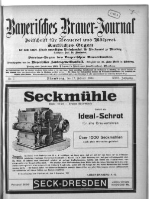 Bayerisches Brauer-Journal Montag 17. Februar 1913