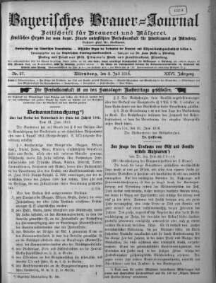 Bayerisches Brauer-Journal Montag 3. Juli 1916