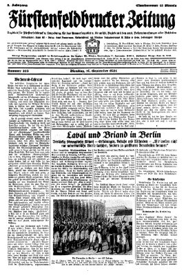 Fürstenfeldbrucker Zeitung Dienstag 29. September 1931