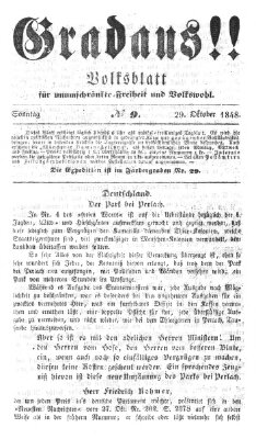 Gradaus mein deutsches Volk!! (Allerneueste Nachrichten oder Münchener Neuigkeits-Kourier) Sonntag 29. Oktober 1848
