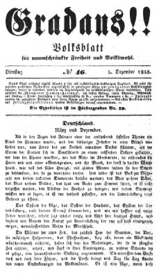 Gradaus mein deutsches Volk!! (Allerneueste Nachrichten oder Münchener Neuigkeits-Kourier) Dienstag 5. Dezember 1848