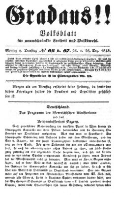 Gradaus mein deutsches Volk!! (Allerneueste Nachrichten oder Münchener Neuigkeits-Kourier) Dienstag 26. Dezember 1848
